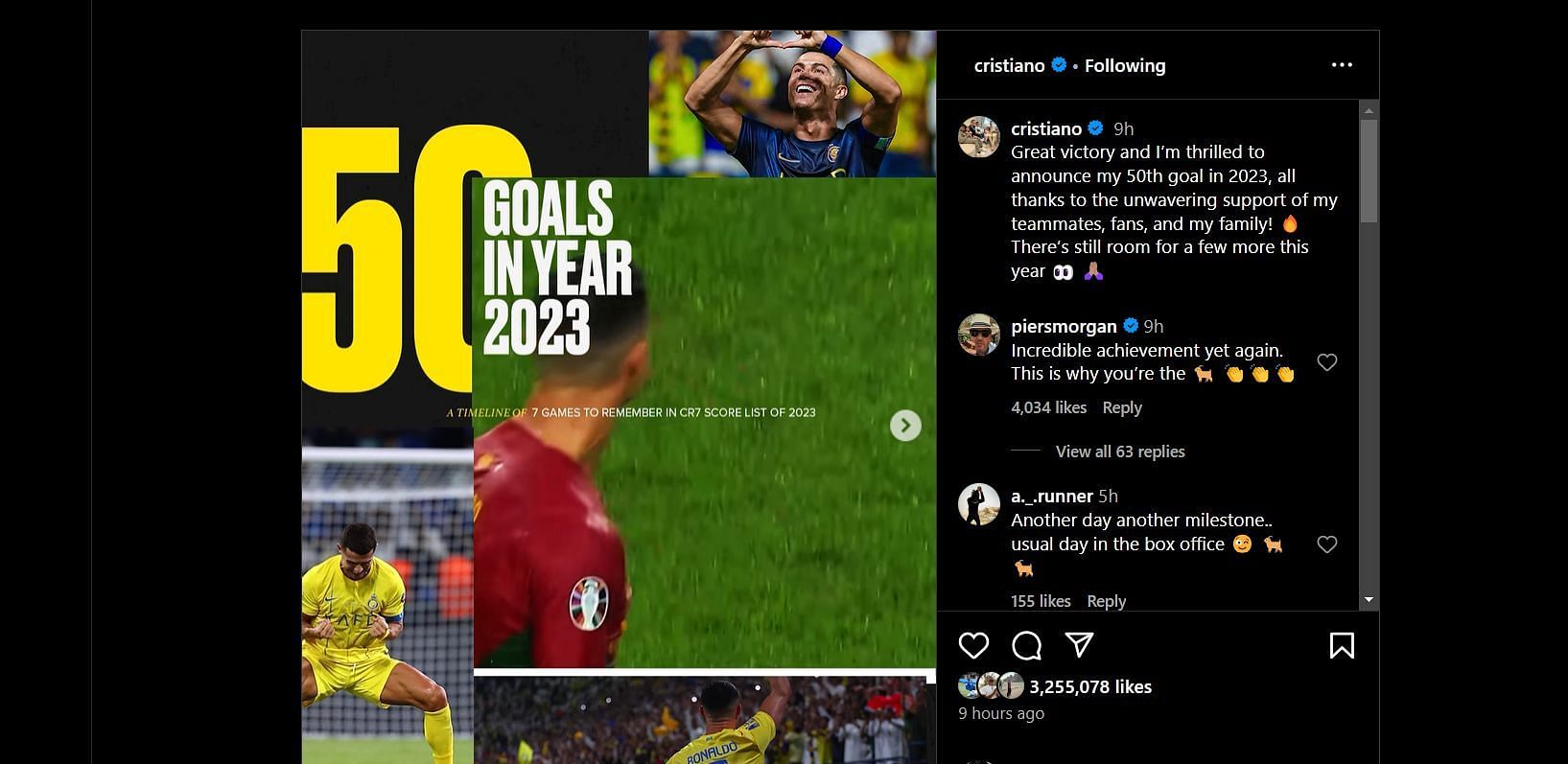 Screenshot of Morgan's comment on Roandlo's Instagrm post